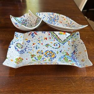 3-piece set mosaic design dishes